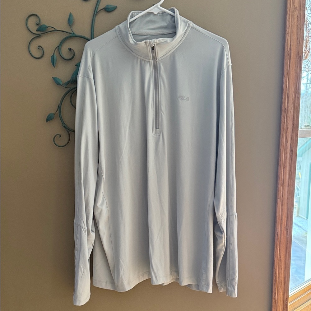 Men’s Fila Light Gray Long-Sleeve half zip Top